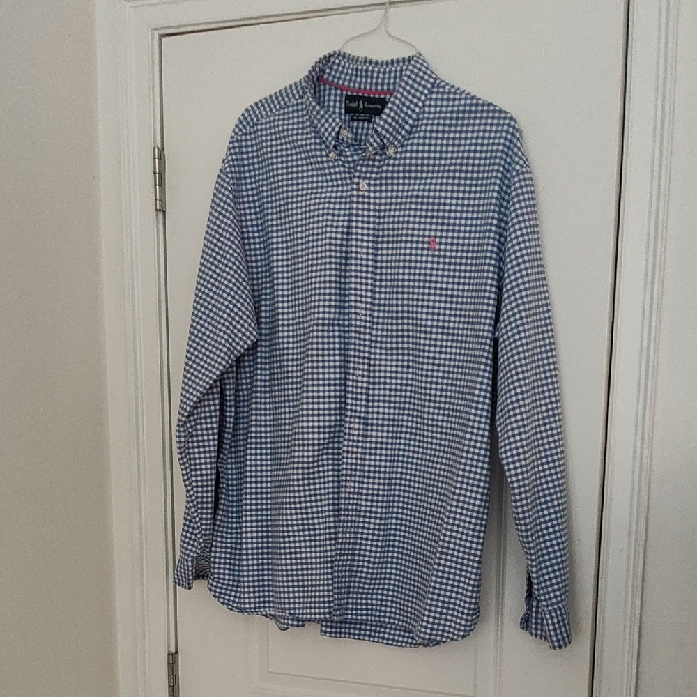 Polo by Ralph Lauren Men's Blue Gingham Shirt
